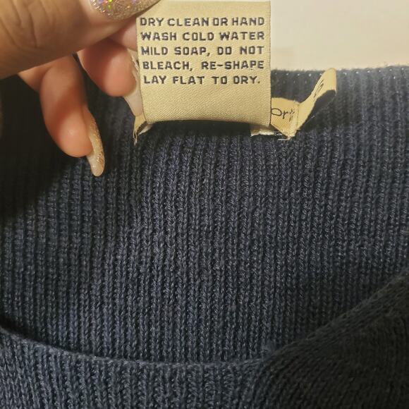 Calvin Klein Sport Navy Short Sleeve Linen Ribbed Knit Crewneck Sweater Size S - Picture 4 of 4